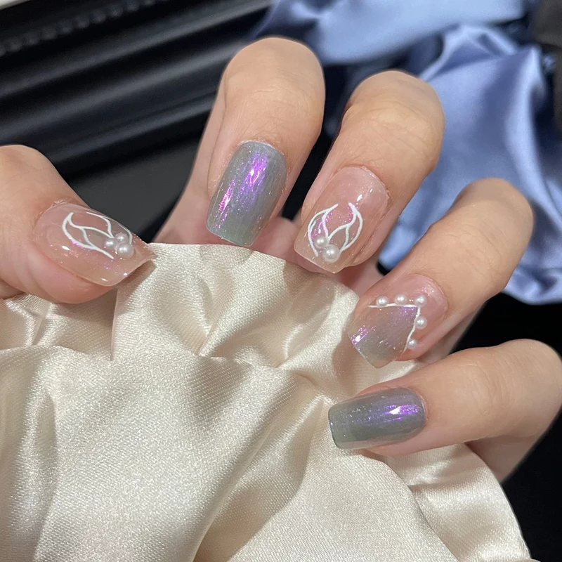 Elegant Gel Press-On Nails with Rhinestone and Glitter Accents Stornfield