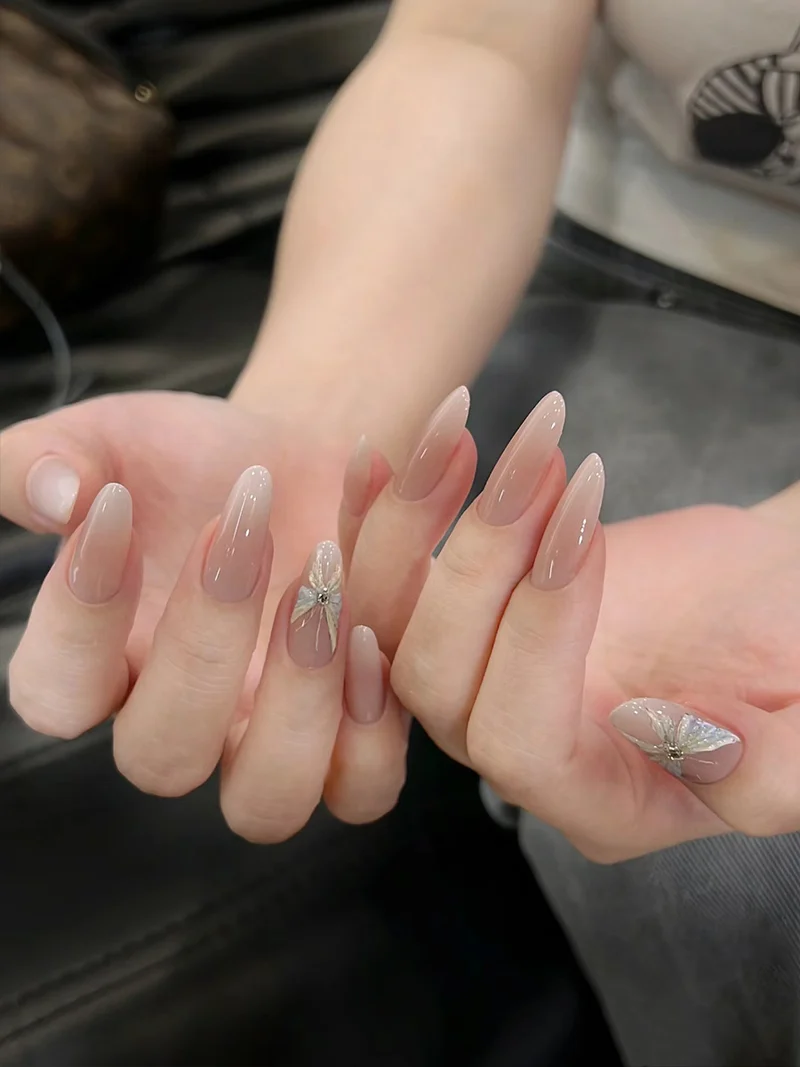 Elegant Gel Press-On Nails with Rhinestone and Glitter Accents Stornfield