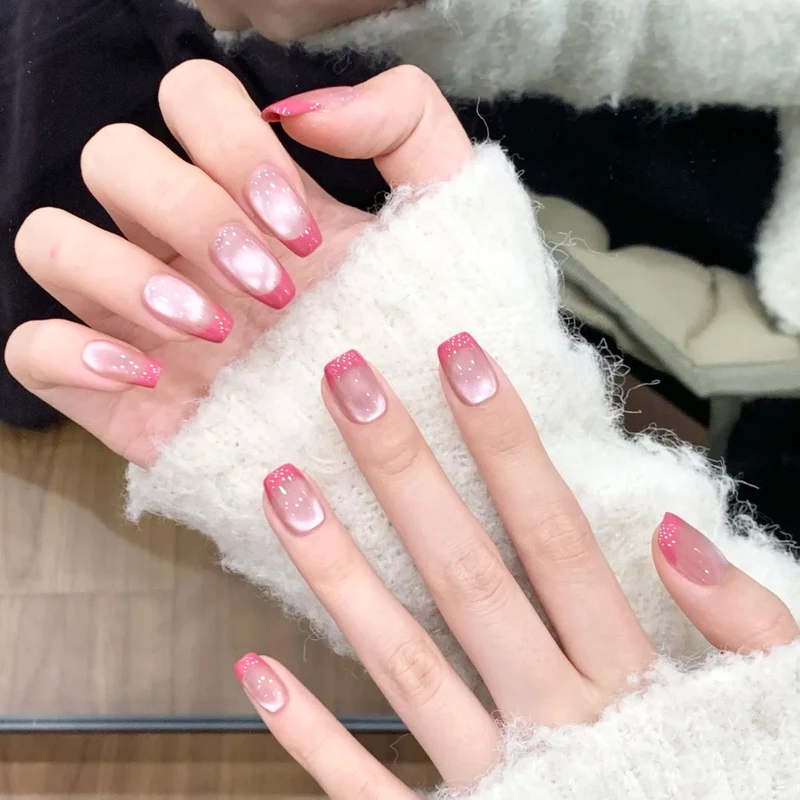 Elegant Gel Press-On Nails with Rhinestone and Glitter Accents Stornfield