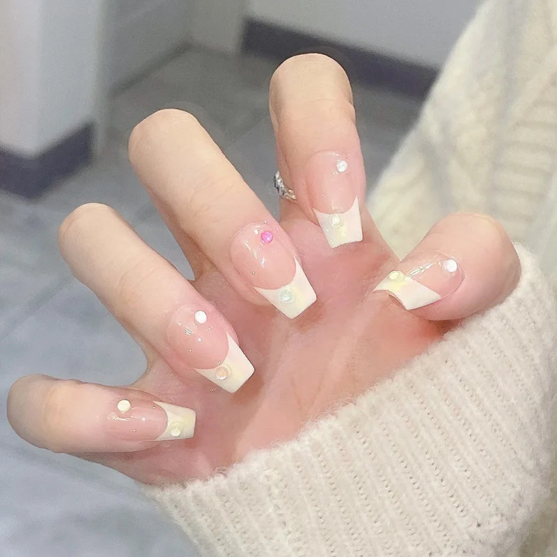Elegant Gel Press-On Nails with Rhinestone and Glitter Accents Stornfield