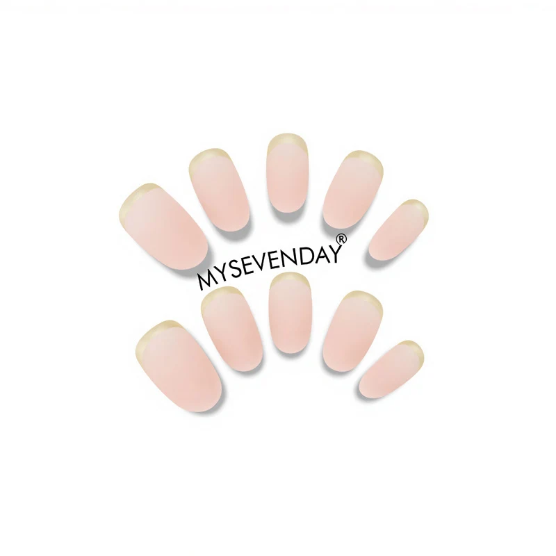 Elegant French Tip Press-On Nails with Metallic Accents Stornfield