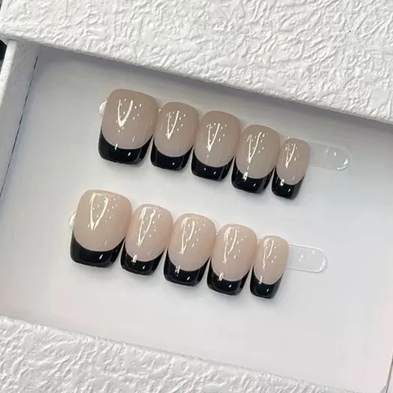 Elegant French Tip Press-On Nails with High-Gloss Finish Stornfield