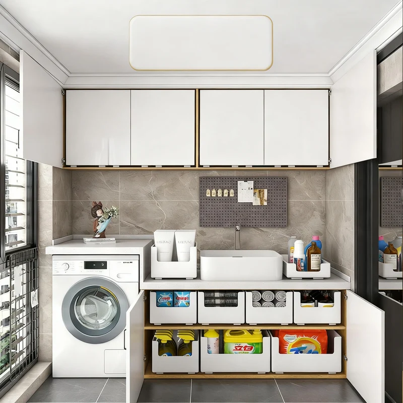 Plastic storage box for kitchen and cabinet