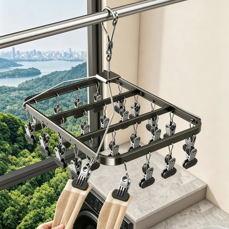 Aluminum drying rack with multiple clips