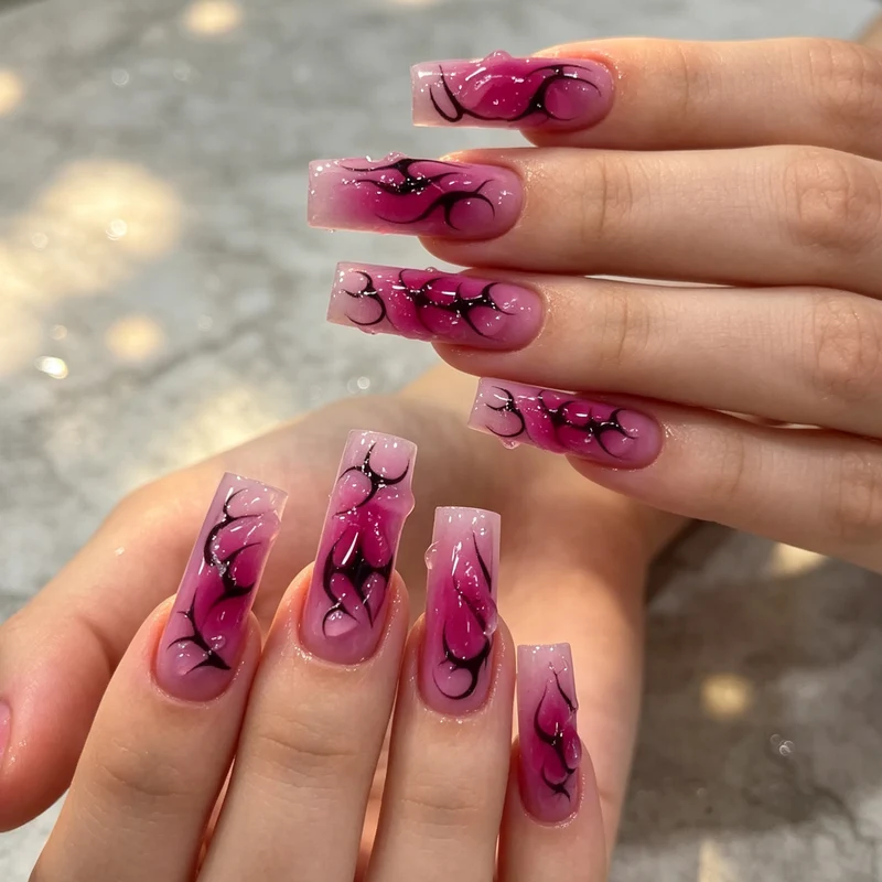 Artistic Long Acrylic Nail Enhancements Stornfield