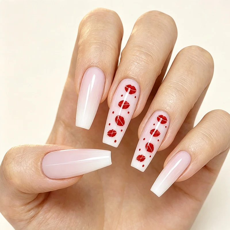 Artistic Kiss Pattern Nail Enhancements Stornfield
