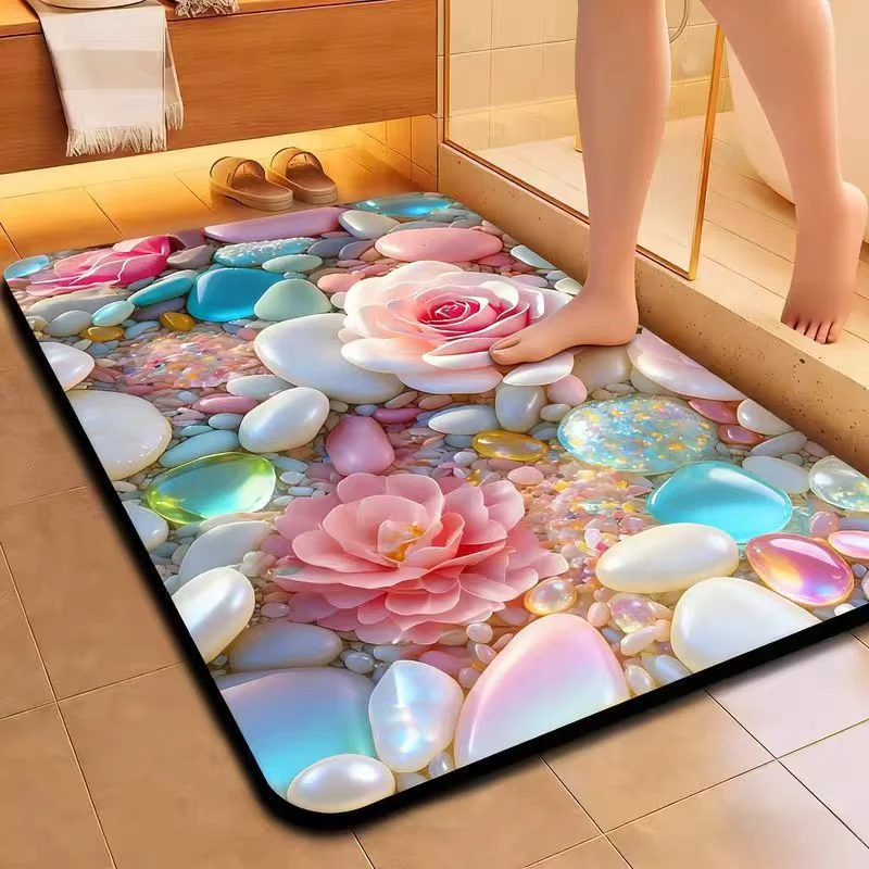 Künstlerische florale Badematte