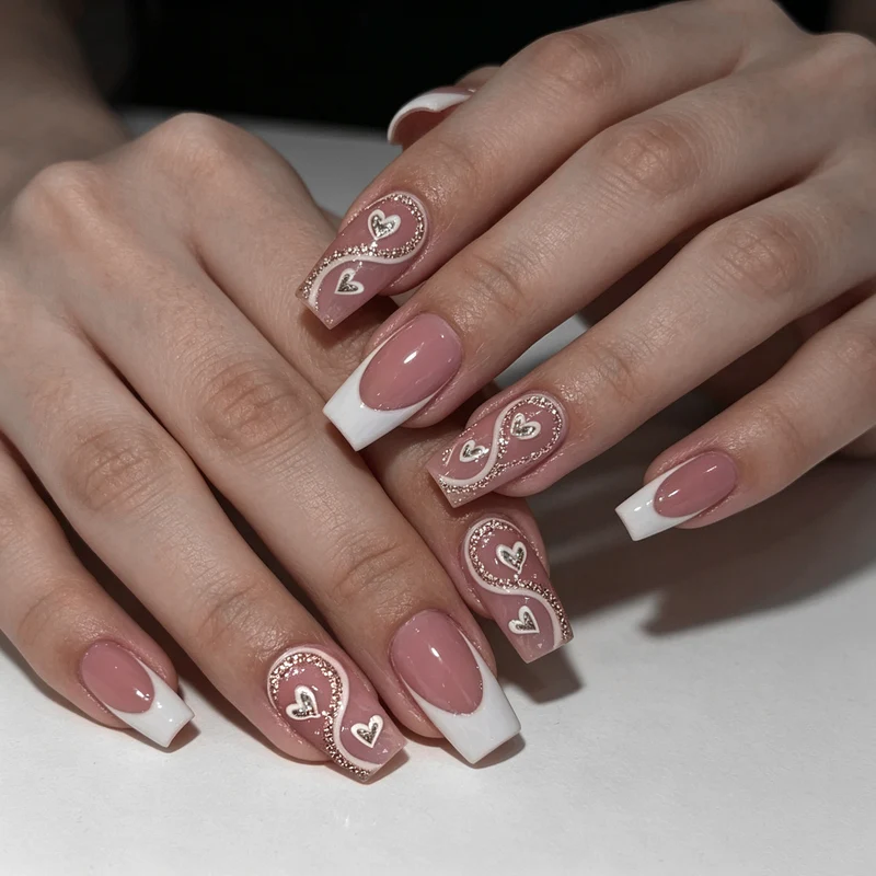 Artistic Heart-Inspired Nail Enhancements Stornfield