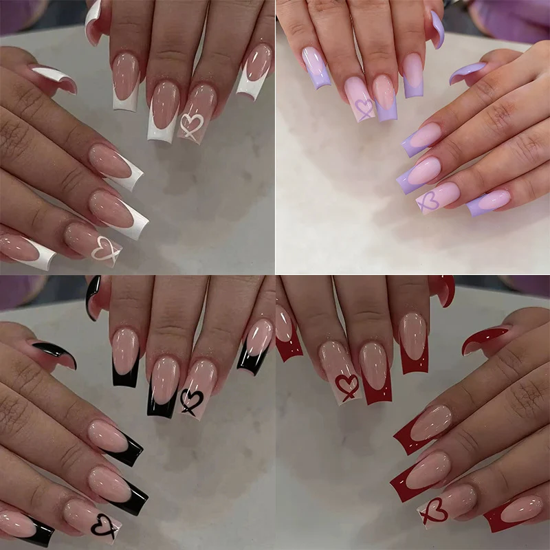 Artistic Heart-Inspired Acrylic Nail Art Enhancements Stornfield
