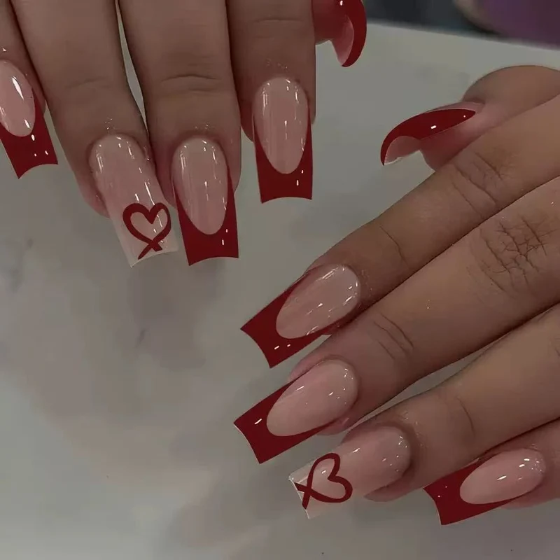 Artistic Heart-Inspired Acrylic Nail Art Enhancements Stornfield