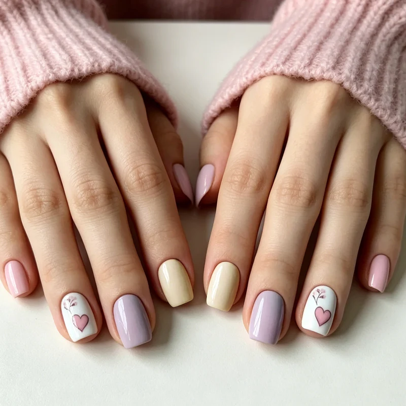 Artistic Heart-Design Nail Art Enhancements Stornfield