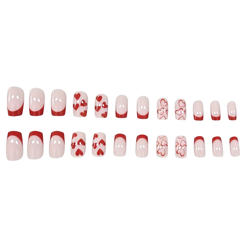 Artistic Heart-Design Acrylic Nail Enhancements Stornfield