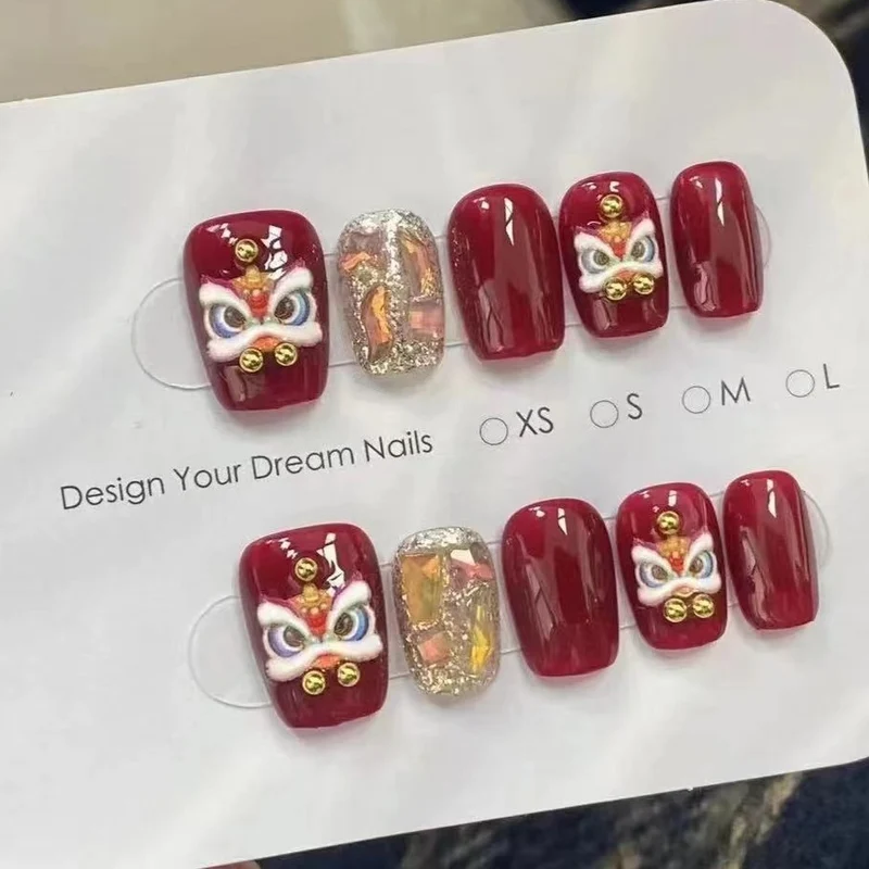 Decorative Press-On Nails with Gemstone and Glitter Accents Stornfield