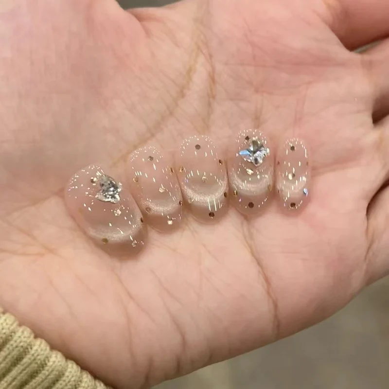 Decorative Press-On Nail Set with Glitter and Rhinestones Stornfield