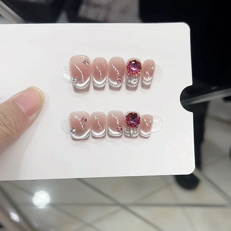 Decorative Press-On Nail Set with Gemstones Stornfield