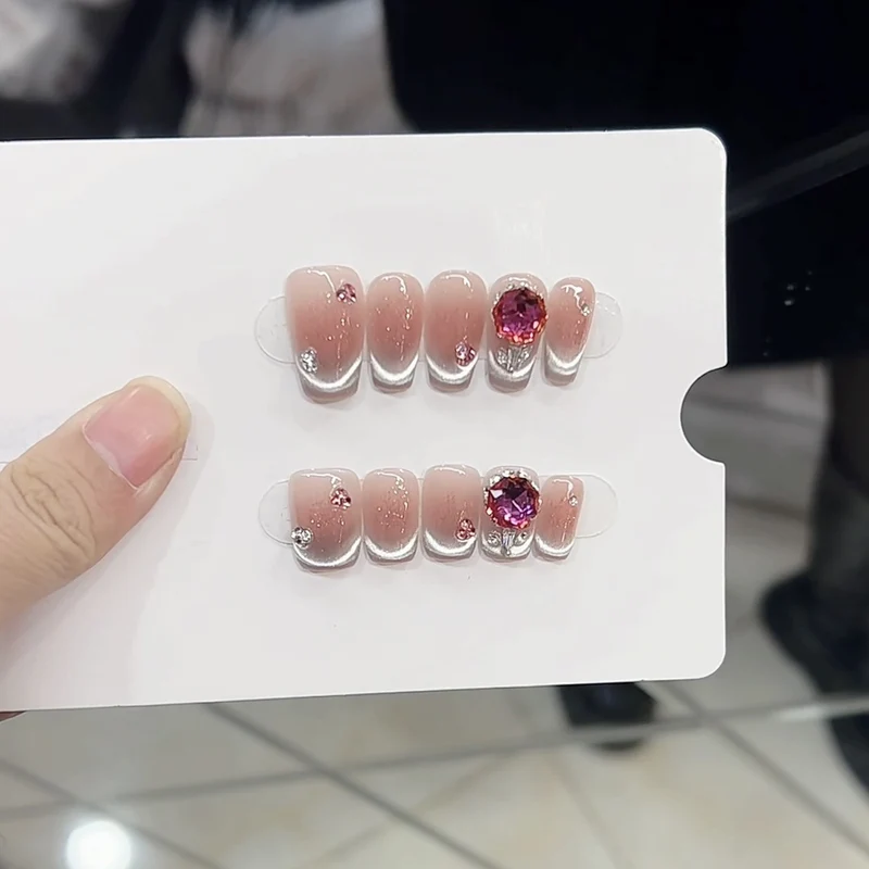 Decorative Press-On Nail Set with Gemstones Stornfield