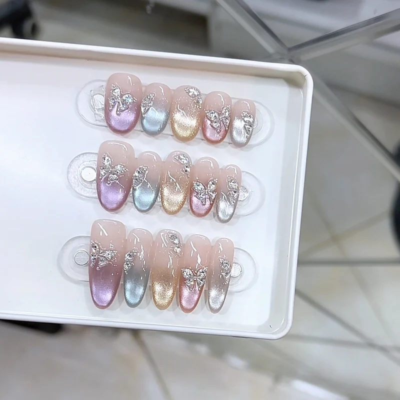 Decorative Press-On Nail Set with Butterfly Accents Stornfield