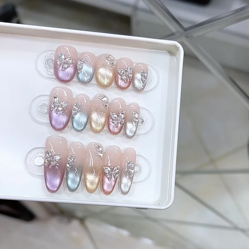 Decorative Press-On Nail Set with Butterfly Accents Stornfield