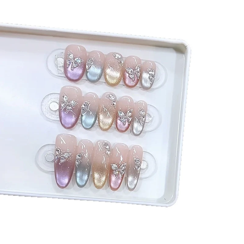 Decorative Press-On Nail Set with Butterfly Accents Stornfield