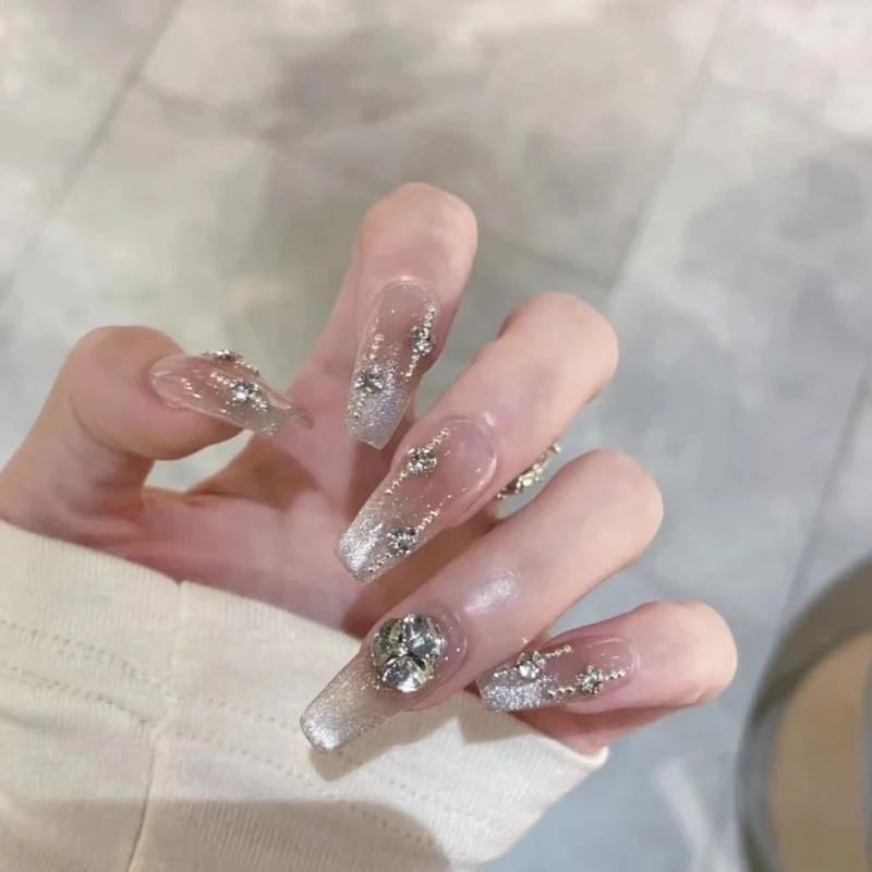 Decorative Press-On Nail Art with Glimmering Accents Stornfield