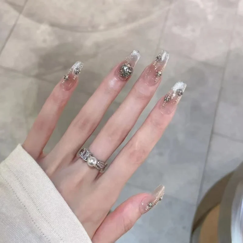 Decorative Press-On Nail Art with Glimmering Accents Stornfield