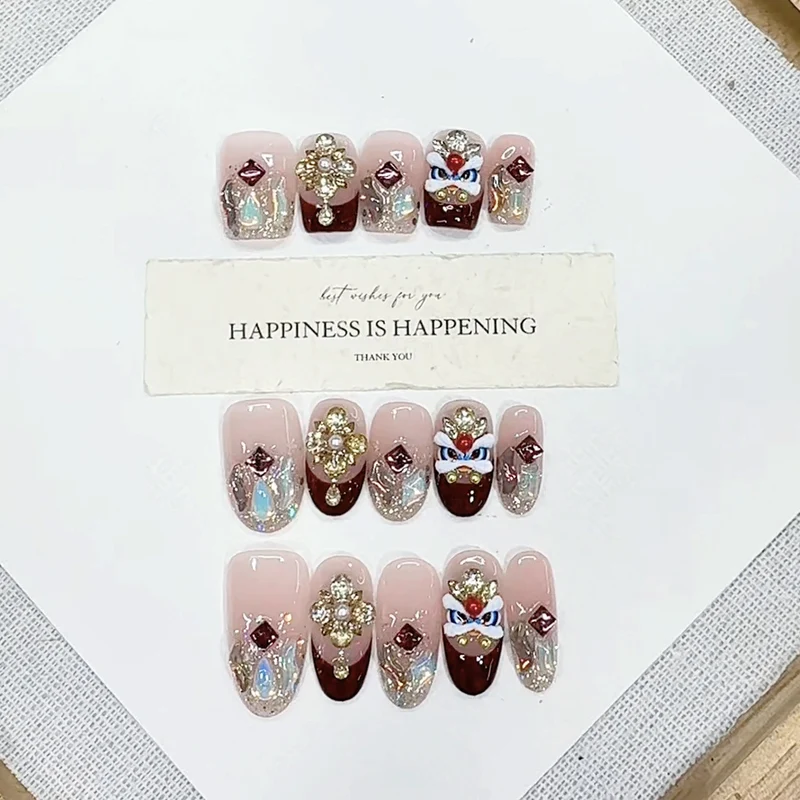 Decorative Press-On Nail Art Set with 3D Embellishments Stornfield