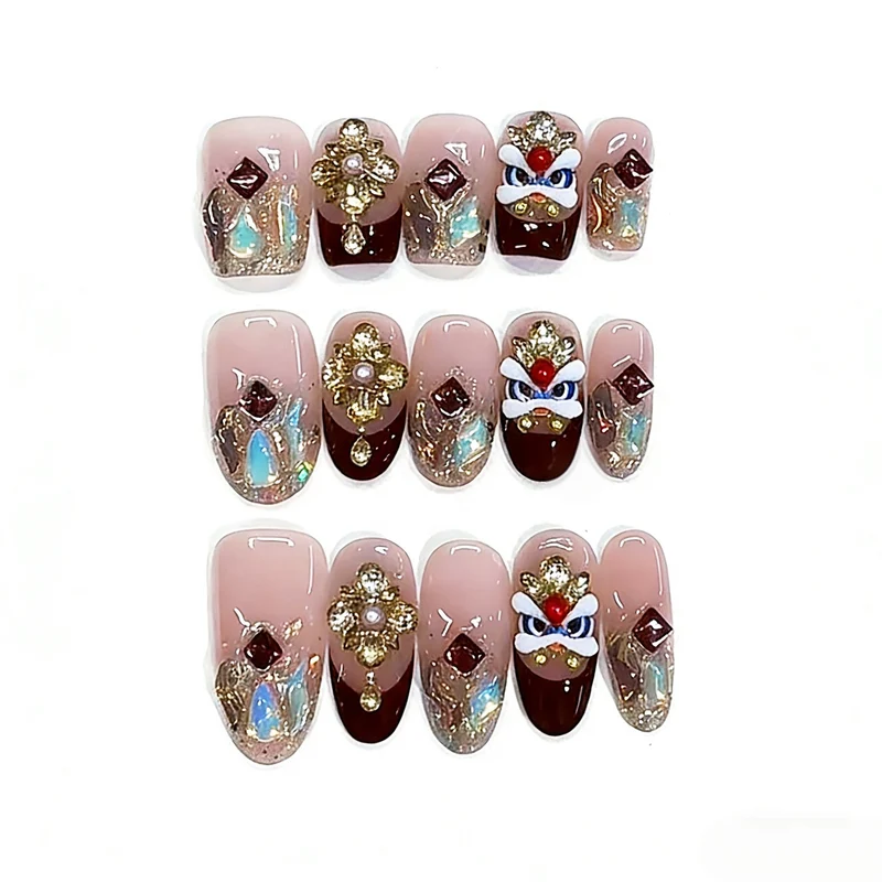 Decorative Press-On Nail Art Set with 3D Embellishments Stornfield