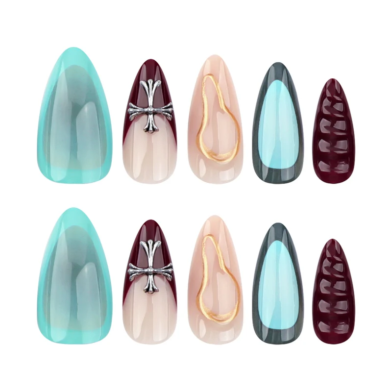 Artful acrylic nails with 3D design and glitter accents Stornfield
