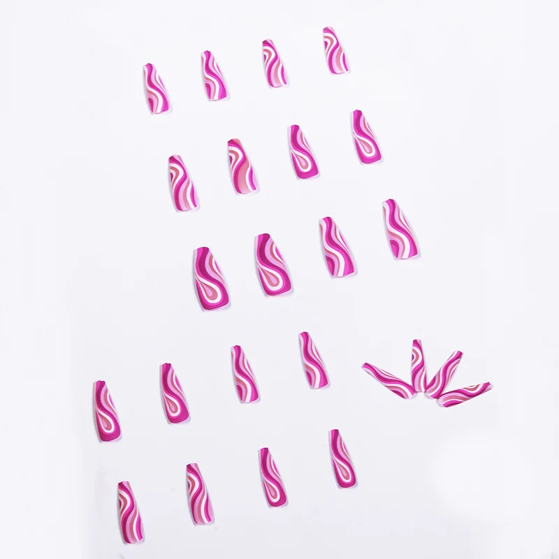 Artistic acrylic nails in ombre design with modern wave patterns Stornfield