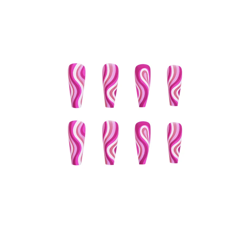 Artistic acrylic nails in ombre design with modern wave patterns Stornfield