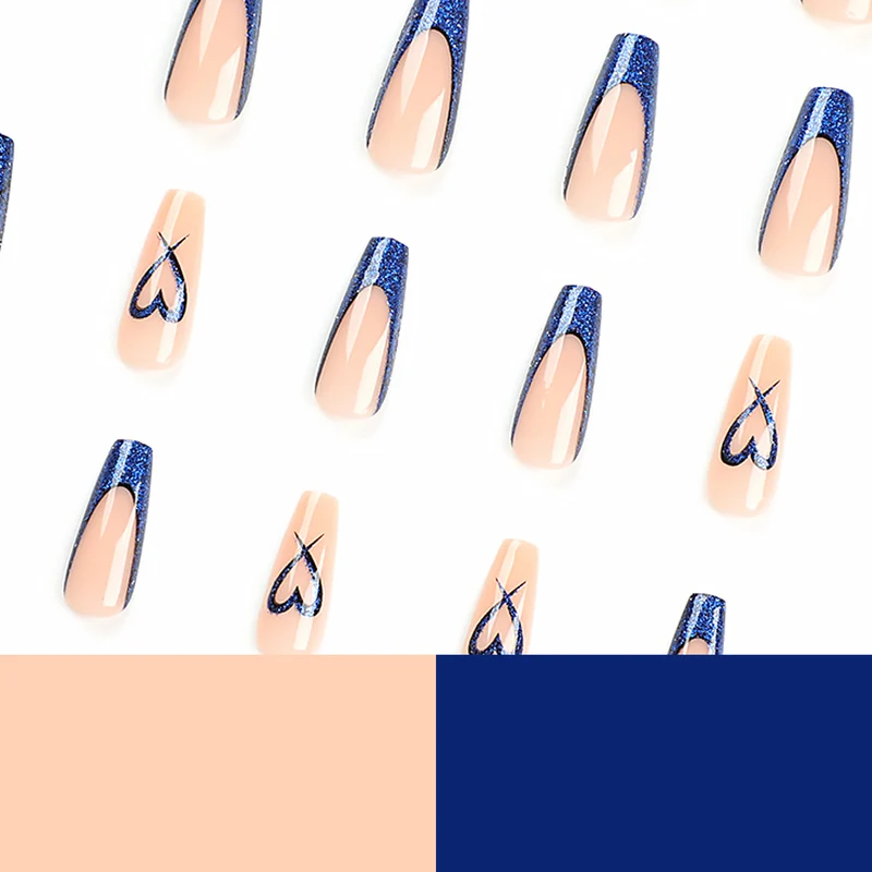 Artificial nails with glitter accents and unique heart design Stornfield