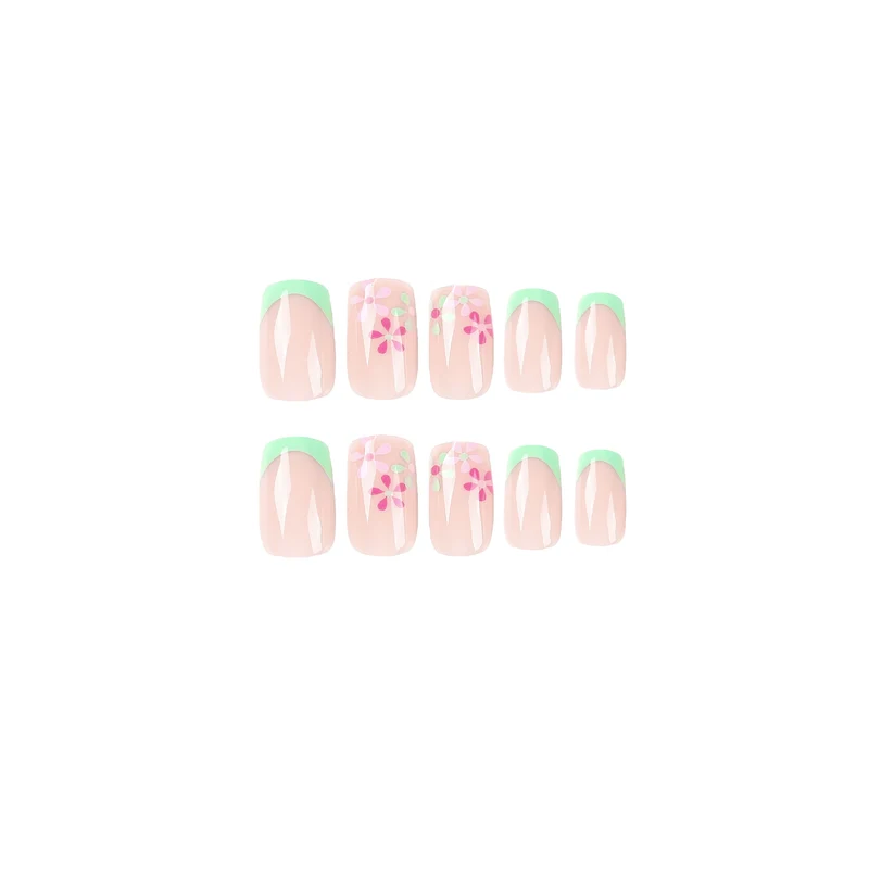 Artificial nails with floral accents and neon tips Stornfield