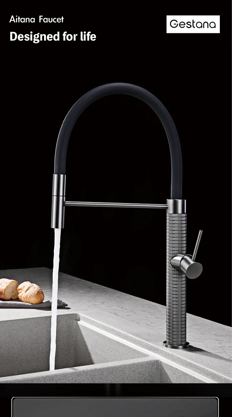 Velmora GoldFlex 360° Küchenarmatur – Gebürstetes Messing