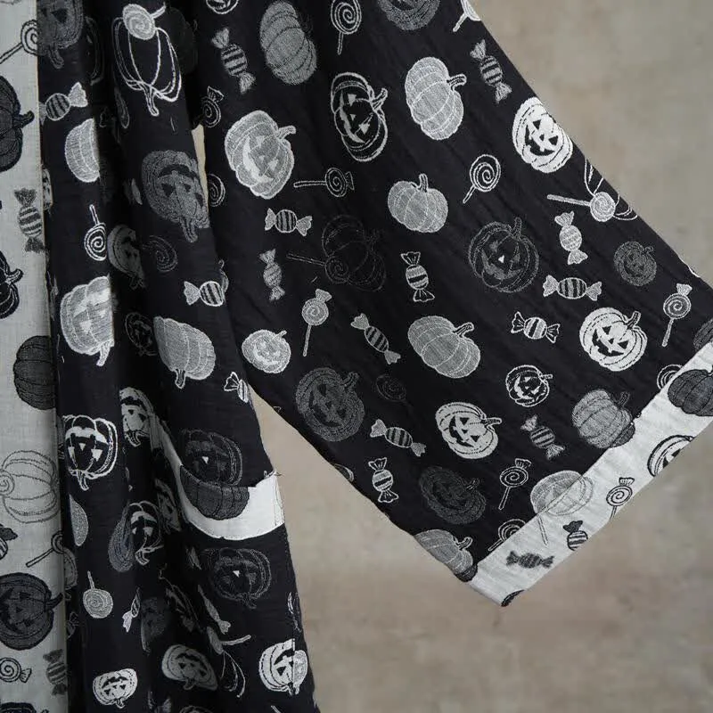 Halloween-Kürbis-Süßigkeiten-Baumwollkimono-Bademantel