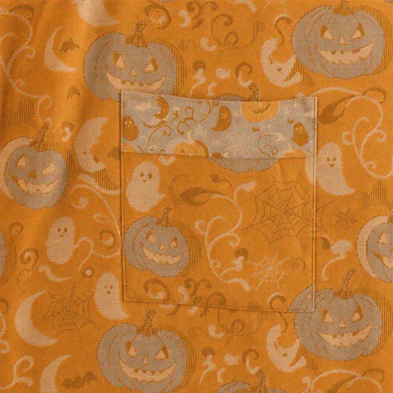 Halloween-Kimono-Bademantel mit Kürbissen und Geistern