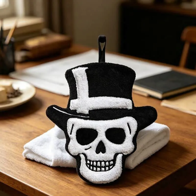 Gothic-Totenkopf-Fleece-Handtuch zum Aufhängen