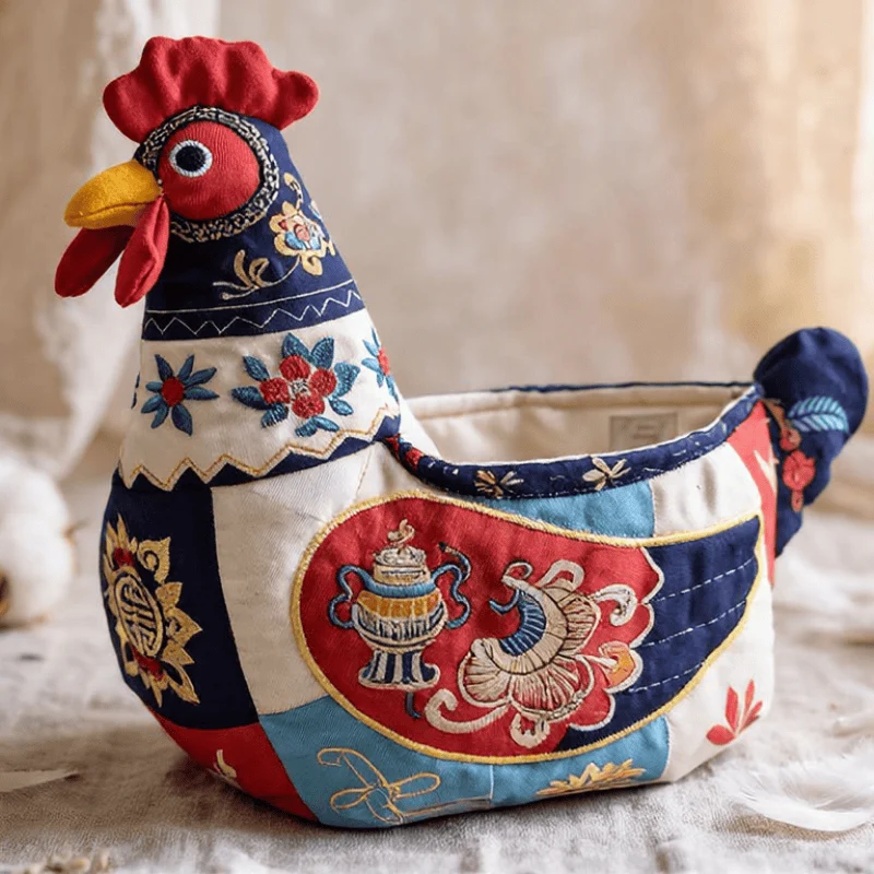 Aufbewahrungskorb für Hühner aus Patchwork-Baumwolle