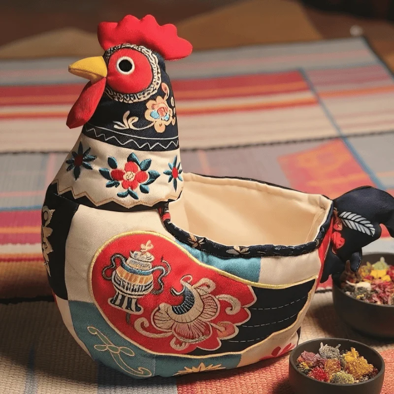 Aufbewahrungskorb für Hühner aus Patchwork-Baumwolle