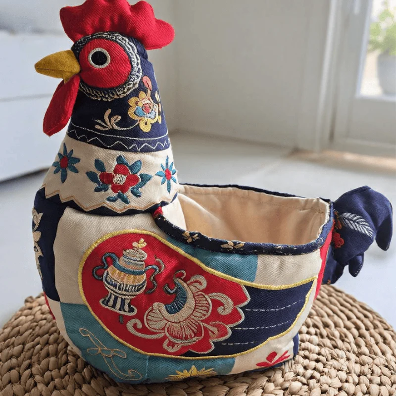 Aufbewahrungskorb für Hühner aus Patchwork-Baumwolle
