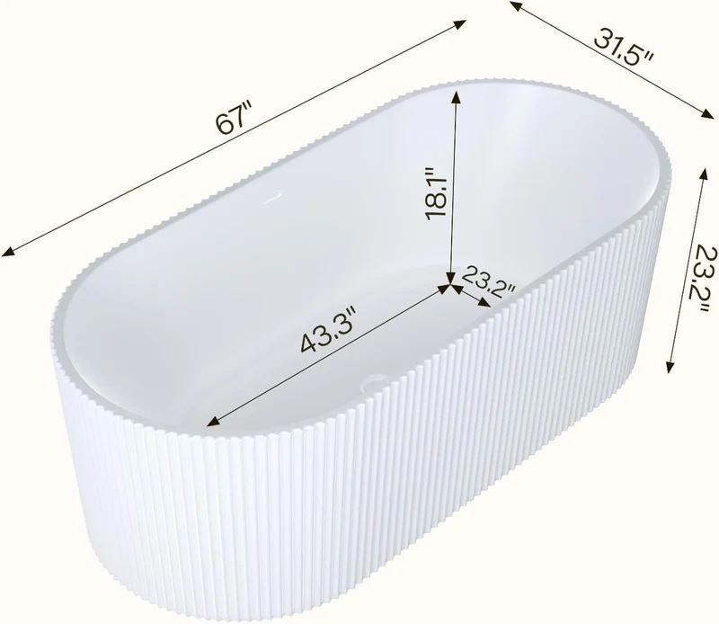 Garvee Vasca da Bagno in Acrilico Freestanding 170 cm Profonda con Supporto Lombare Bianco per Bagno Moderno