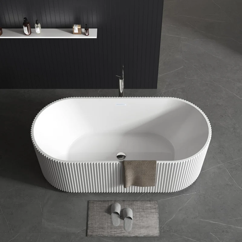 Garvee Vasca da Bagno in Acrilico Freestanding 170 cm Profonda con Supporto Lombare Bianco per Bagno Moderno