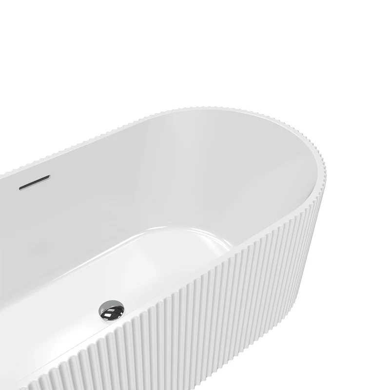Garvee Vasca da Bagno in Acrilico Freestanding 170 cm Profonda con Supporto Lombare Bianco per Bagno Moderno