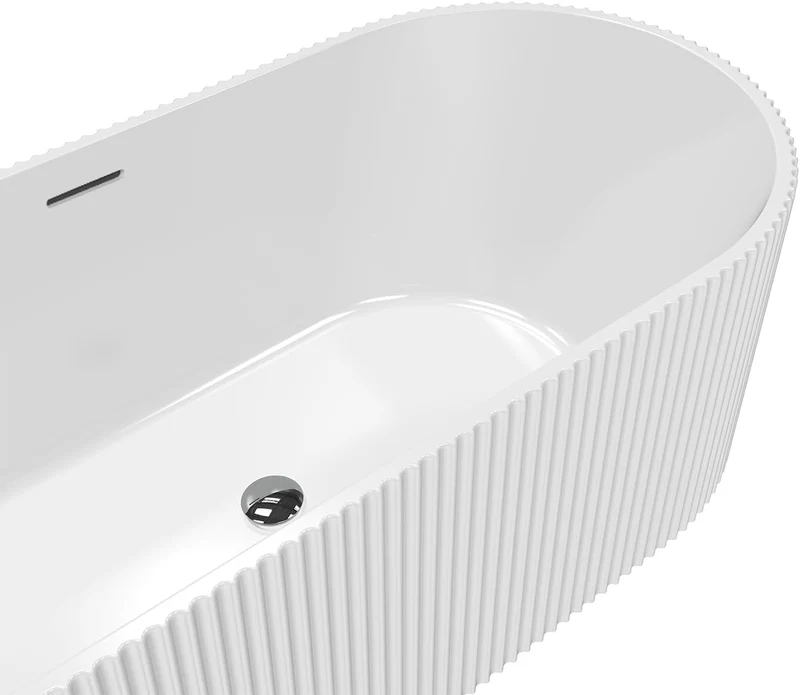 Garvee Vasca da Bagno in Acrilico Freestanding 170 cm Profonda con Supporto Lombare Bianco per Bagno Moderno