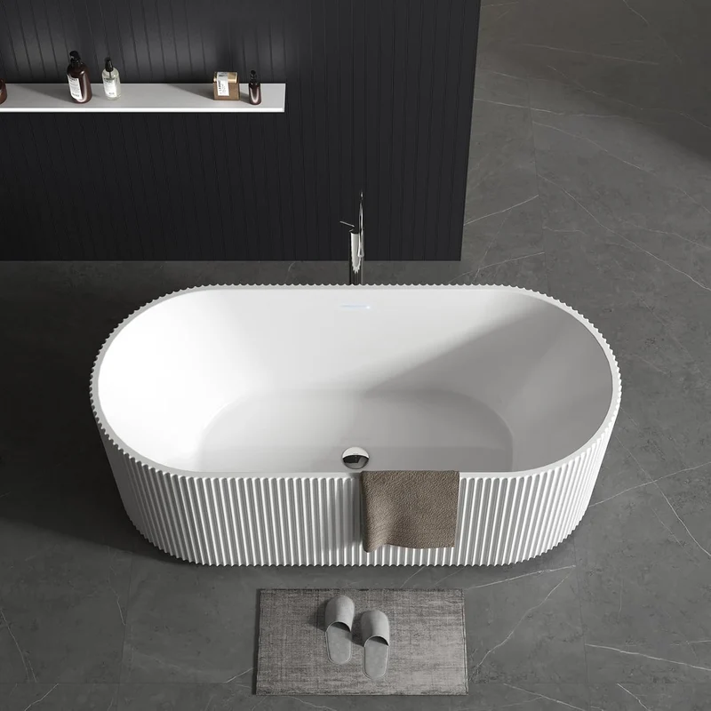 Garvee Vasca da Bagno in Acrilico Freestanding 170 cm Profonda con Supporto Lombare Bianco per Bagno Moderno
