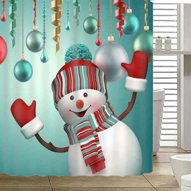 Duschvorhang fröhlicher Schneemann für Weihnachten