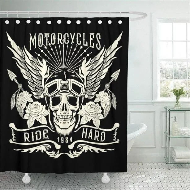 Duschvorhang Biker Totenkopf Motorcycles Design