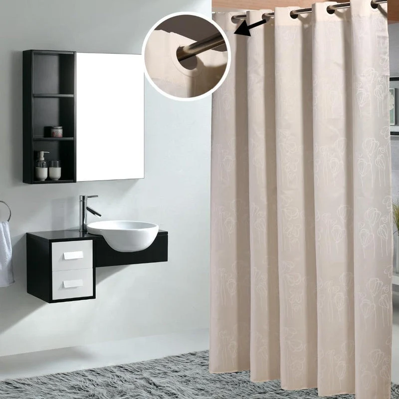 Duschvorhang floral gemustert in hellbeige