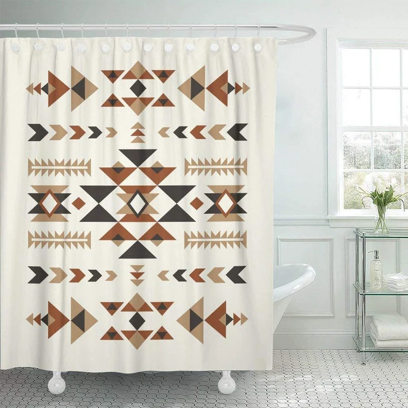 Duschvorhang mit geometrischem Azteken Muster