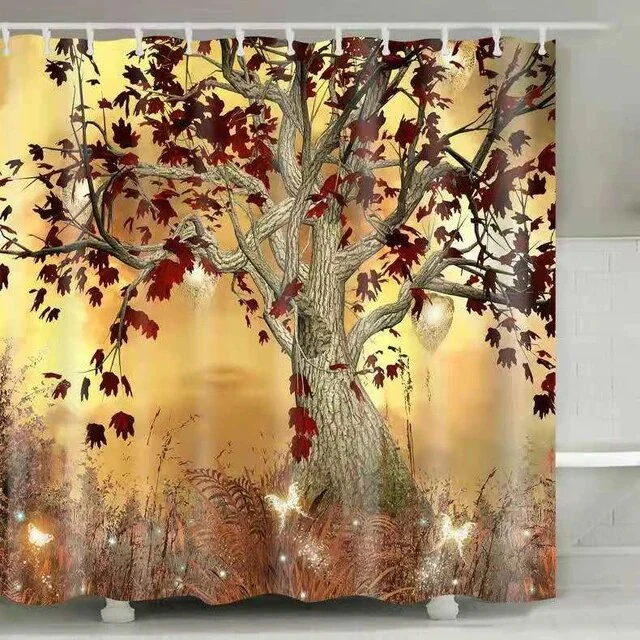 Romantischer Duschvorhang mit Herbstbaum Motiv