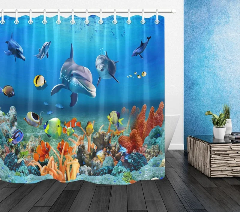 Duschvorhang Unterwasserwelt mit Delfinen